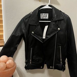 Oak NYC leather moto jacket